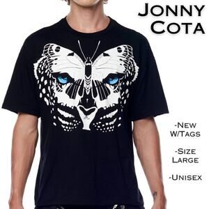 Jonny Cota Studio T-Shirt Large Unisex Black Leopard Wing Streetwear Graphic NEW